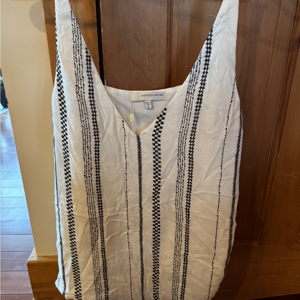 “Lavender Brown” Black and white striped camisole. Size small.